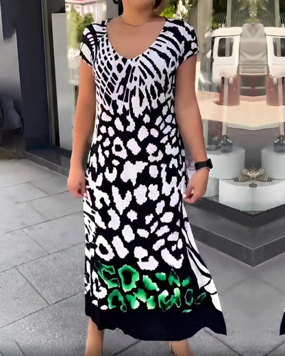 🔥 Mother's Day Special Price £13.99!!🎁-💃Casual Printed Short Sleeve Dress