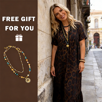 💖New arrival 50% OFF!💖WOMEN'S V-NECK LEOPARD PRINT MAXI DRESS!