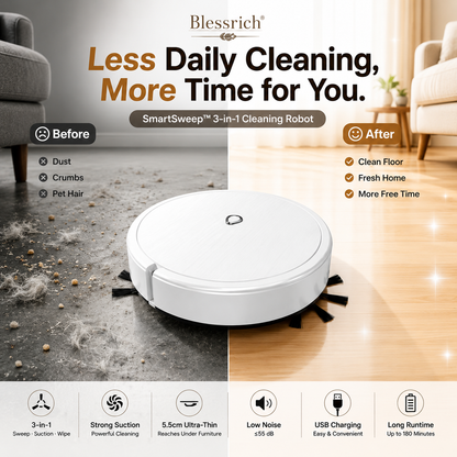 ⏰LIMITED TIME PRICE: ONLY ￡14.99!!!🔥3-in-1 Robot Cleaner with Sweeping, Strong Suction & Mopping