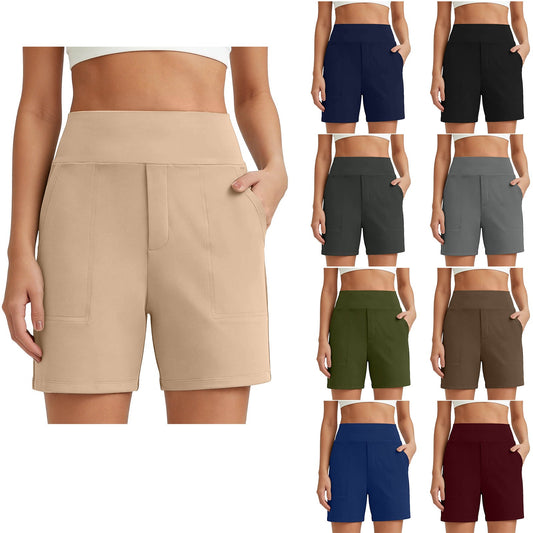 💞Summer cool-down deal: just £14.99!!💞Women's High-Waisted Athletic Bermuda Shorts with Pockets – 🏃Running, Yoga,🧘 Summer Casual Activewear