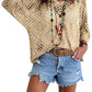 🔥💐SUMMER DAY SALE - ONLY £14.99!!⚡50K+ SOLD!✨Womens Bohemian-Inspired Beige Crochet Top with V-Neck