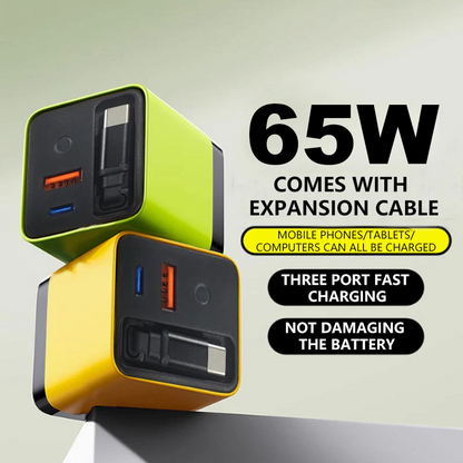 ⏰LIMITED TIME PRICE: ONLY ￡10.99!!⚡65W Fast Charging Phone Charger Block with Retractable 80cm Type-C Cable