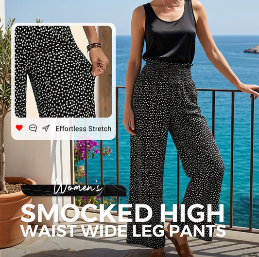 🏖️Summer Hot Sale - ONLY ￡13.99!!⚡50K+ SOLD!✨ Women's Smocked High Waist Wide Leg Pants – Flattering Fit, Breathable Fabric & Effortless Style 🌸