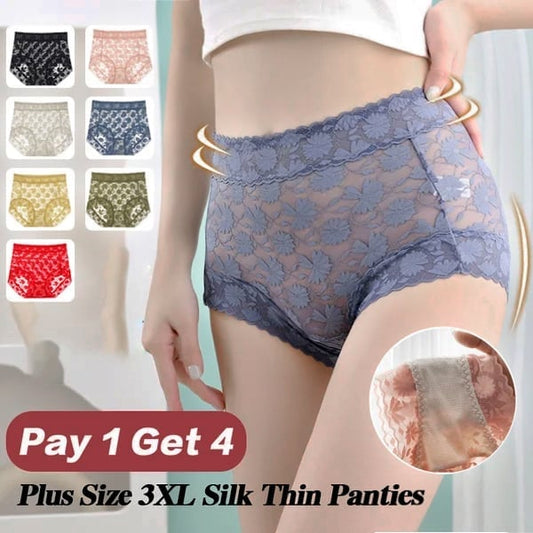 🌷✨️Pay 1 Get 4 Packs🌷✨️Sexy Seamless Thin Lace Silk Care Panties