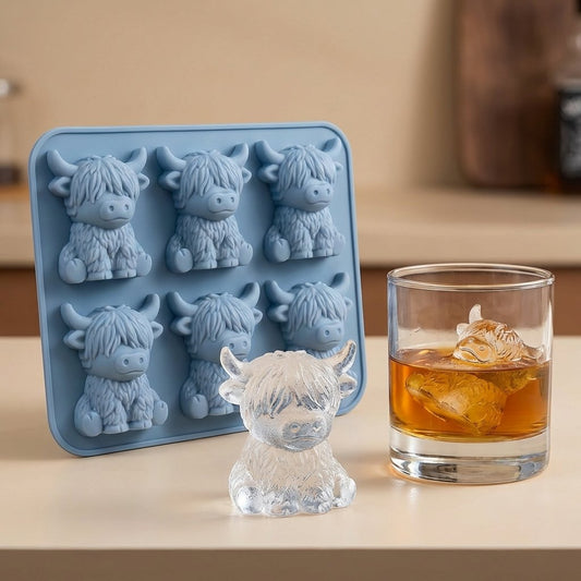 🔥LAST DAY SALE £5.99!!⚡50K+ SOLD!🐮 Mini Highland Cow Ice Cube Mold – Cute 3D Ice for Drinks, Parties & Gifts