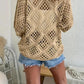 🔥💐SUMMER DAY SALE - ONLY £14.99!!⚡50K+ SOLD!✨Womens Bohemian-Inspired Beige Crochet Top with V-Neck