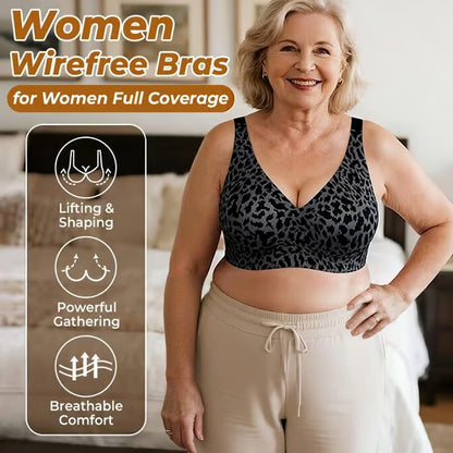 👍LAST WEEK- ONLY￡10.99!!⚡50K+ SOLD💕Jelly Wireless Womens Comfortable Wireless Bras Push Up Bralettes Seamless Tshirts Bras Deep V Everyday Bras