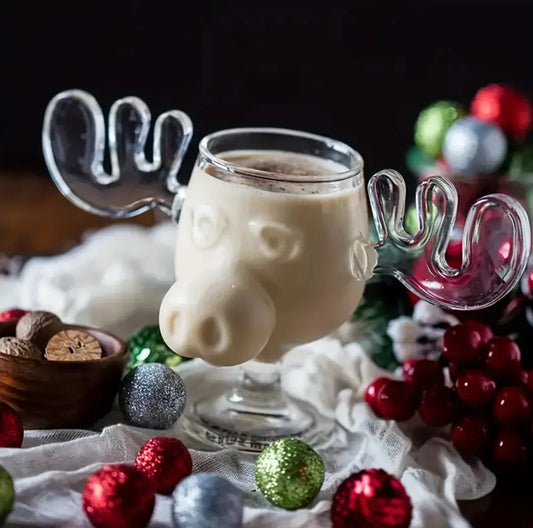 🎅Christmas Gift Idea 50%OFF🎁The Stag's Gaze: Where Light Dances 🦌✨Glass Reindeer Mug