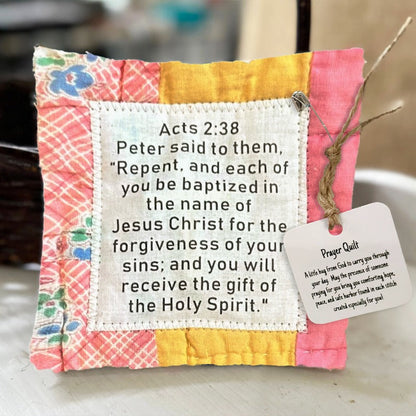 💖 Special Gift Price £7.99🔥Last 3 Hours!!🎁Handmade Prayer Quilt with cross inside