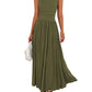 👑Hot Sale 49% OFF💃Women's Solid Color Sleeveless Waist Pleated Design Dress with Pockets