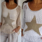 🔥Last Day Special Price £12.99!!💥-🌟Women's Fashion Round Neck Crochet Knit Fishnet Top