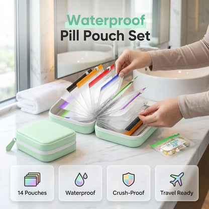 🏆 Last Day Special Price £9.99 ! 💊A8 Waterproof Pill Pouch Set – 7 to 14 Days of Meds & Vitamins💧Waterproof & Crush-Resistant Shell