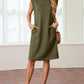 🔥Summer Sale 49% OFF💥Women Round Neck Loose Split Wrinkle-Free Midi Dress with Pockets