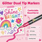 🔥LAST DAY SALE ONLY ￡6.99!!🎨Glitter Effect Brush Markers🥇✨: Create Sparkling Art Smoothly 🥳(🌈24-96 Colors | Smooth No Clog | No Bleed Through📝)