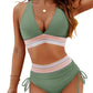 🔥LAST DAY SPECIAL PRICE: ￡11.99!!💥-👙2025 High Waisted Tummy Control Color Block Bikini Sets