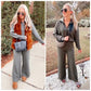 🍂 70% OFF! 💖 Women’s Chic 2-Piece Set — Half-Zip Sweatshirt & Wide-Leg Trousers