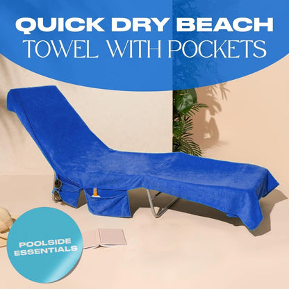 🔥This week's special price ￡14.98!!🏖️Sun Lounger Towel in Bag with Pockets Storage