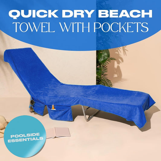 🔥This week's special price ￡14.98!!🏖️Sun Lounger Towel in Bag with Pockets Storage