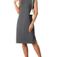 🔥Summer Sale 49% OFF💥Women Round Neck Loose Split Wrinkle-Free Midi Dress with Pockets