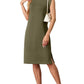 🔥Summer Sale 49% OFF💥Women Round Neck Loose Split Wrinkle-Free Midi Dress with Pockets