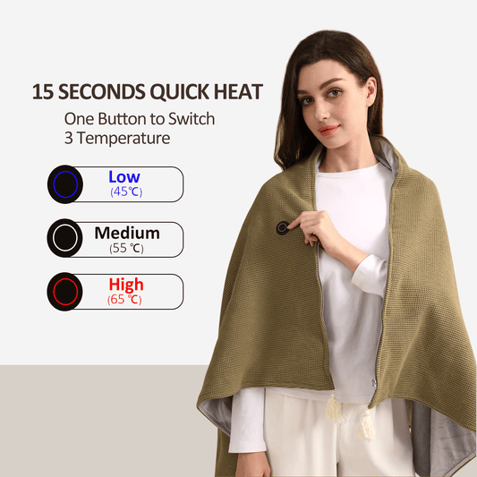 🔥Christmas Sale-Up to 50% OFF❄️Portable Soft Zipper Electric Heated Blanket Shawl☀️Warm the entire winter