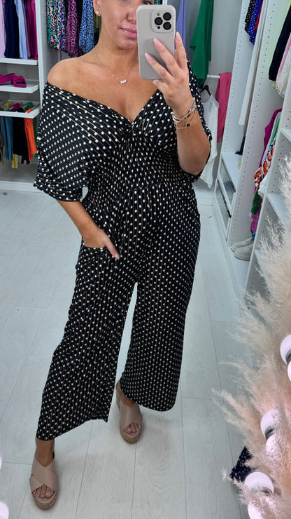 🔥Summer Promotion 49% OFF - Polka Dot Printed Elastic Waist Jumpsuit