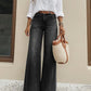 High-Waist Wide-Leg Jeans with Button Detail