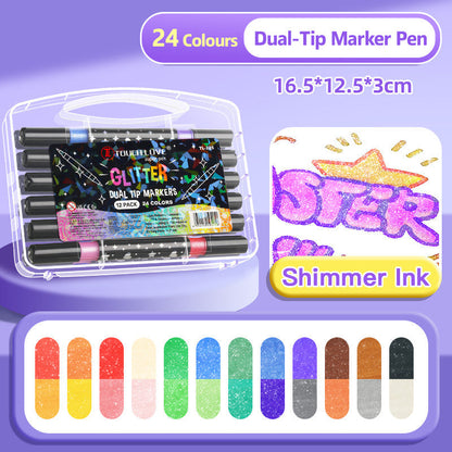 🔥This Week's Special Price:£7.99!!✨🎁Dual-Tip Glitter Marker Pen