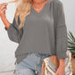 🔥💐SPRING DAY SALE- ONLY £12.99!!💕Womens 3/4 Lantern Sleeve Casual V-Neck T-Shirts Pleated Loose Hollow-Out Blouse