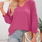 🔥💐SPRING DAY SALE- ONLY £12.99!!💕Womens 3/4 Lantern Sleeve Casual V-Neck T-Shirts Pleated Loose Hollow-Out Blouse