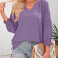 🔥💐SPRING DAY SALE- ONLY £12.99!!💕Womens 3/4 Lantern Sleeve Casual V-Neck T-Shirts Pleated Loose Hollow-Out Blouse