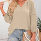 🔥💐SPRING DAY SALE- ONLY £12.99!!💕Womens 3/4 Lantern Sleeve Casual V-Neck T-Shirts Pleated Loose Hollow-Out Blouse