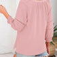 🔥💐SPRING DAY SALE- ONLY £12.99!!💕Womens 3/4 Lantern Sleeve Casual V-Neck T-Shirts Pleated Loose Hollow-Out Blouse