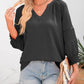 🔥💐SPRING DAY SALE- ONLY £12.99!!💕Womens 3/4 Lantern Sleeve Casual V-Neck T-Shirts Pleated Loose Hollow-Out Blouse