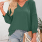🔥💐SPRING DAY SALE- ONLY £12.99!!💕Womens 3/4 Lantern Sleeve Casual V-Neck T-Shirts Pleated Loose Hollow-Out Blouse
