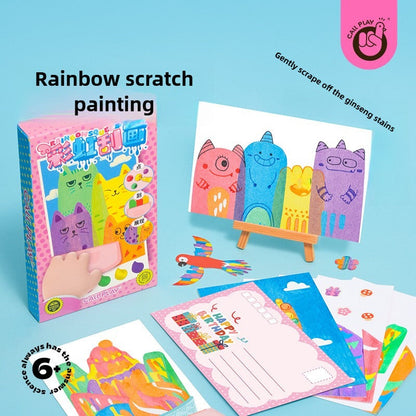 🎅Christmas Gift idea 49%OFF -🎁Creative Rainbow Scratch Art Postcard Set for Kids