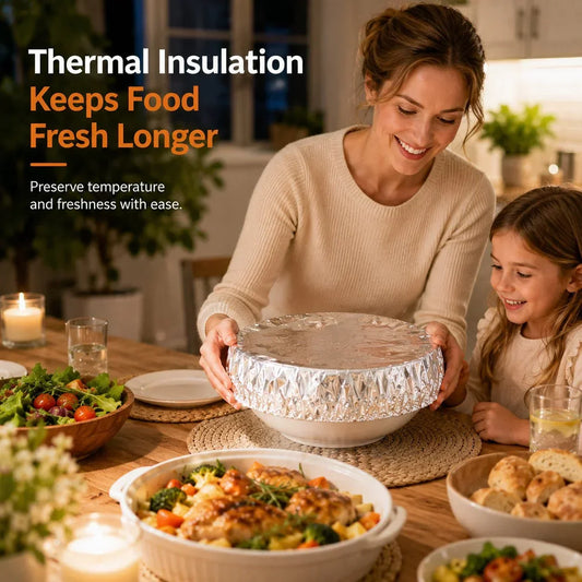 🏆 Last Day Special Price £6.99!!🍽️Reusable Aluminum Foil Thermal Food Cover — Heat-Retaining, Washable & Freshness-Preserving Kitchen Essential