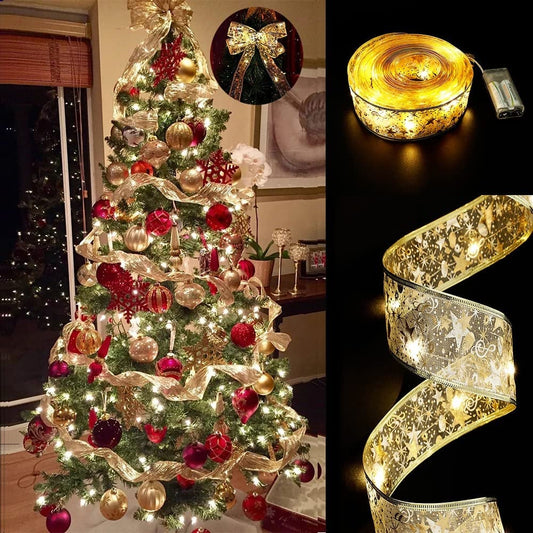 🎅Christmas Hot Sale ￡9.99!!✨ Christmas Ribbon Fairy Lights 🎄Make Your Tree Glow Like Never Before