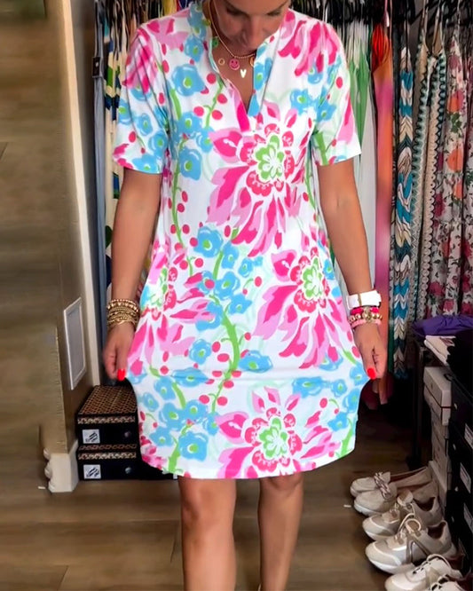 🔥Last Day Promotion 49% OFF -💃 Short Sleeved Dress With Floral Print