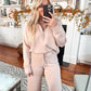🍂 70% OFF! 💖 Women’s Chic 2-Piece Set — Half-Zip Sweatshirt & Wide-Leg Trousers