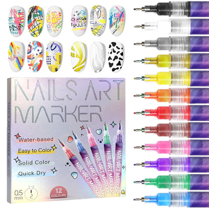 🎅Christmas Gift Idea ￡9.99!!🎁12 Colors Nail Art Pens Set🎨💅
