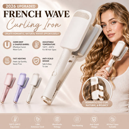 🌸 LIMITED-TIME 50% OFF! ✨32MM Wavy Hair Curler – Big Bouncy Curls, 4 Adjustable Heat Settings & Negative Ion Care – Salon-Quality Styling at Home 💇‍♀️