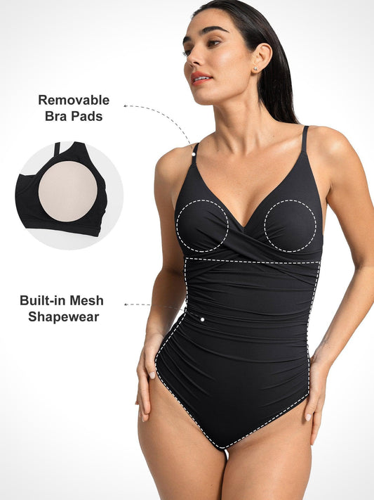 🔥Last Day Special Price £13.99!!💥-👙Ruched Cross-Front Sculpting One-Piece Swimsuit