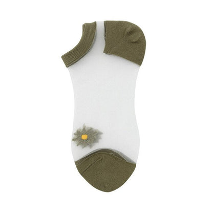 🔥Summer Promotion 49% OFF - 🌻Korean Style Daisy Flower Transparent Socks (10 Pcs)