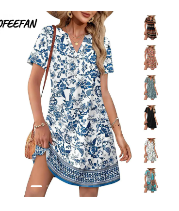 🔥2026 Summer Hot Sale 50% OFF💃Women's Casual V Neck Vacation Midi Dress With Pockets