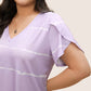 🔥🌷Last Day Promotion 49% OFF - 👕Plus Size Striped Short Sleeves V-Neck T-Shirt for Women