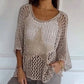🔥Last Day Special Price £12.99!!💥-🌟Women's Fashion Round Neck Crochet Knit Fishnet Top