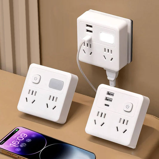 ⚡Buy 1 Get 1 Free⚡2 Pack Multi-Function Socket Converter with Night Light