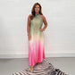 🔥Last Day Special Price £15.99!!💥-💃 Gradient Pleated Halter Neck Dress