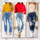 🏆Last Day Promotion 49%OFF -Women's Tummy Control Distressed Cuffed Boyfriend Jeans